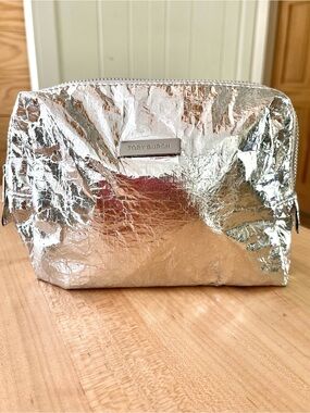 Tory Burch Sublime Silver Metallic Cosmetic Pouch